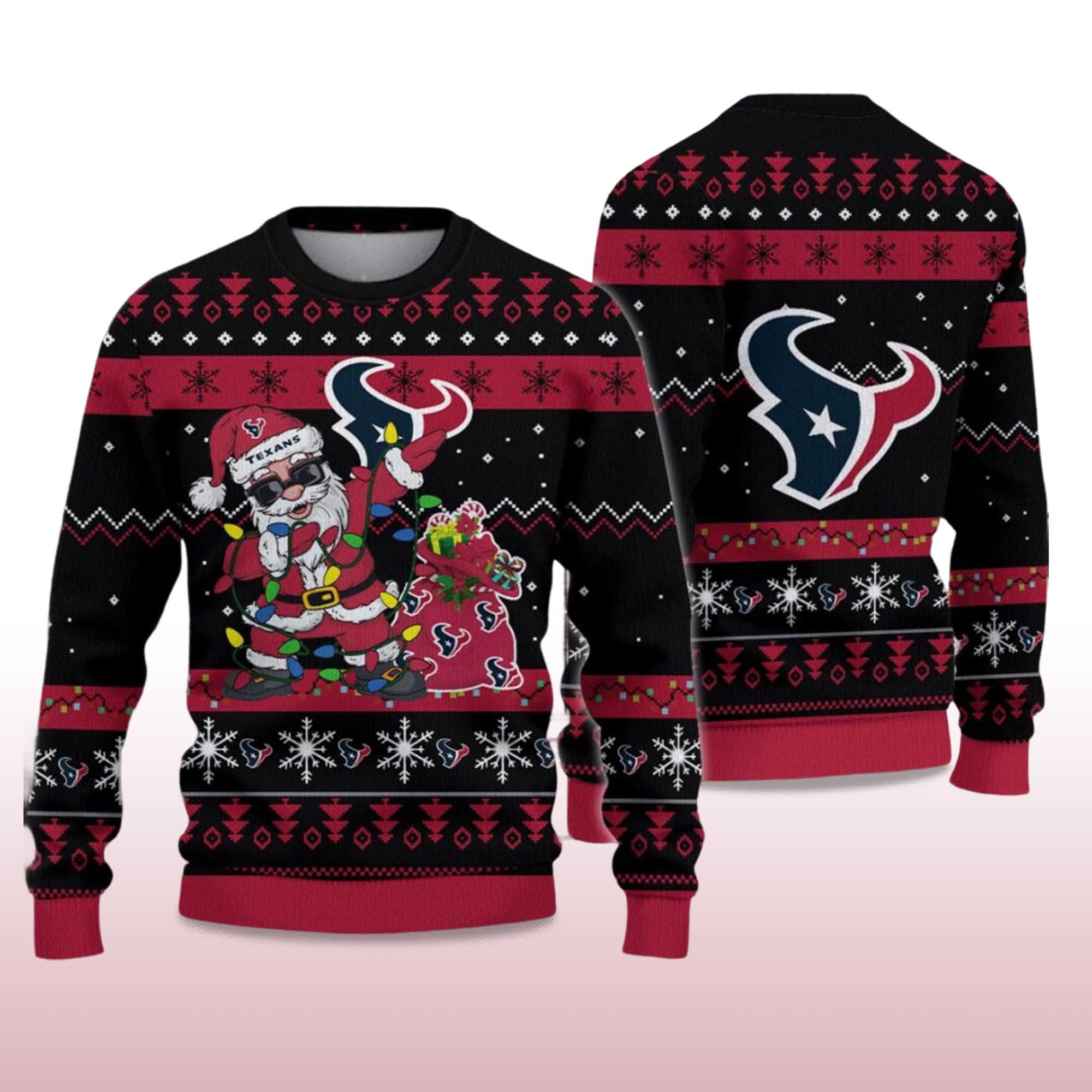 Alternative view of 2025 Texans Santa Claus Ugly Christmas Sweater