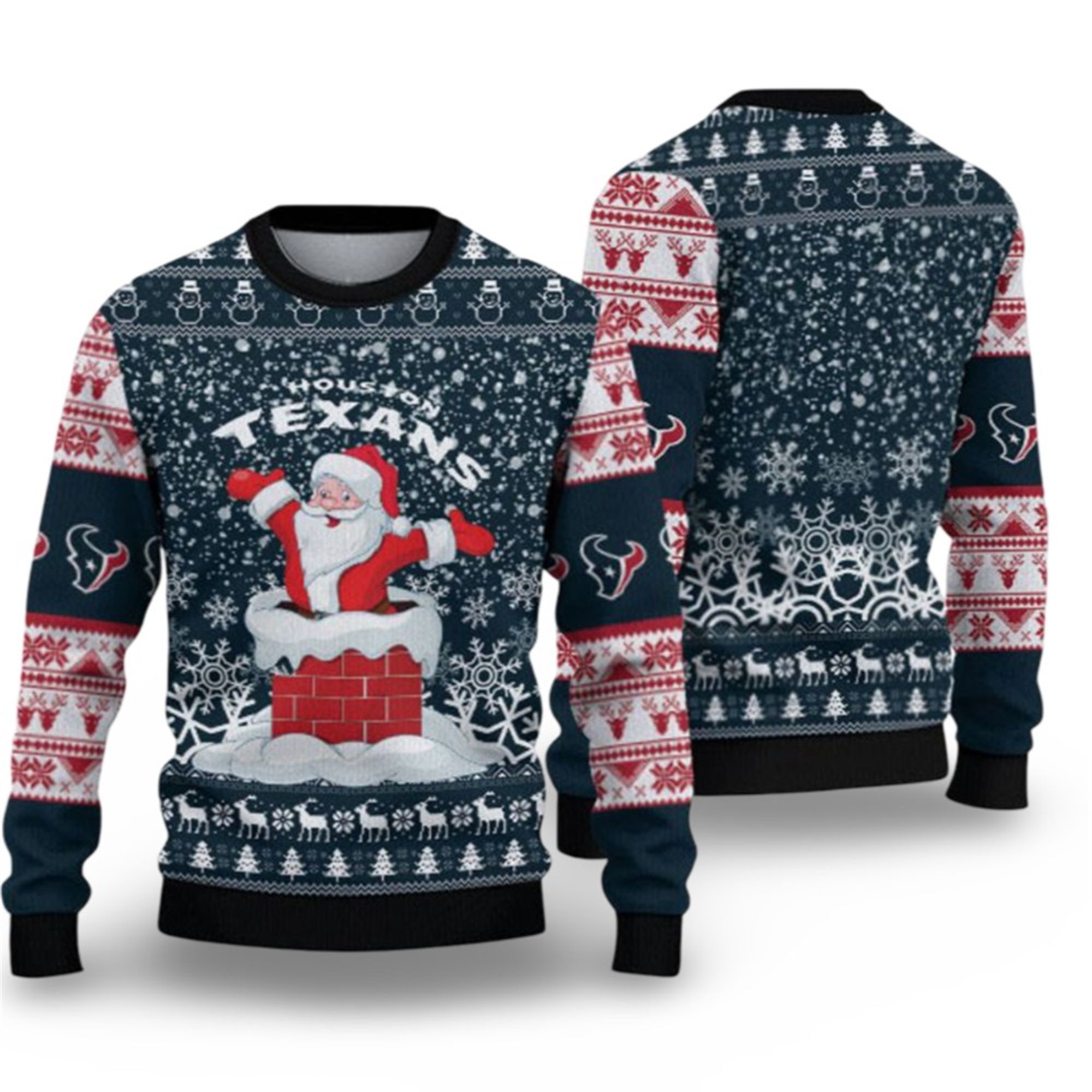 Alternative view of 2025 Texans Santa Ugly Christmas Sweater - Grishko.com