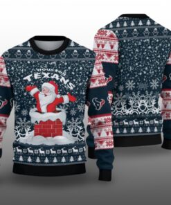 2025 Texans Santa Ugly Christmas Sweater 
