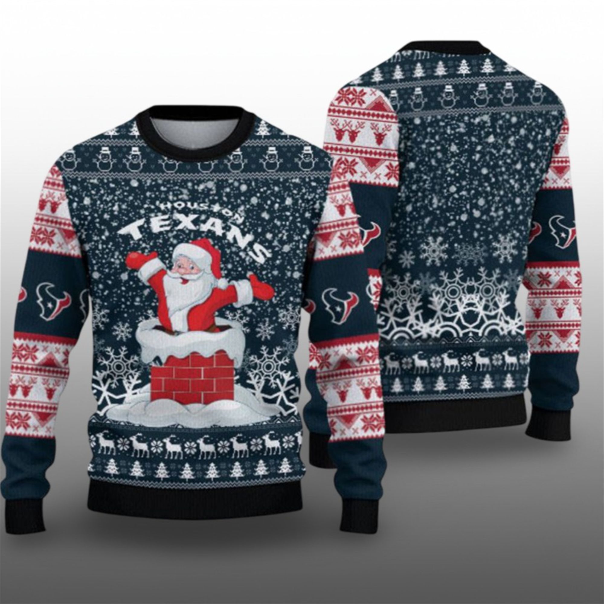 2025 Texans Santa Ugly Christmas Sweater - Grishko.com