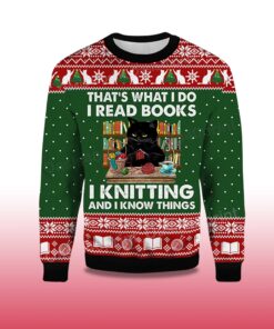 Alternative view of 2025 That's What I Do I Read Books Black Cat Ugly Christmas Sweater