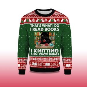 Alternative view of 2025 That's What I Do I Read Books Black Cat Ugly Christmas Sweater
