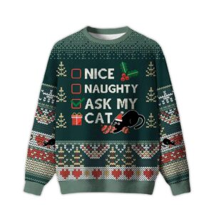 2025 The Cat's Christmas List Ugly Christmas Sweater