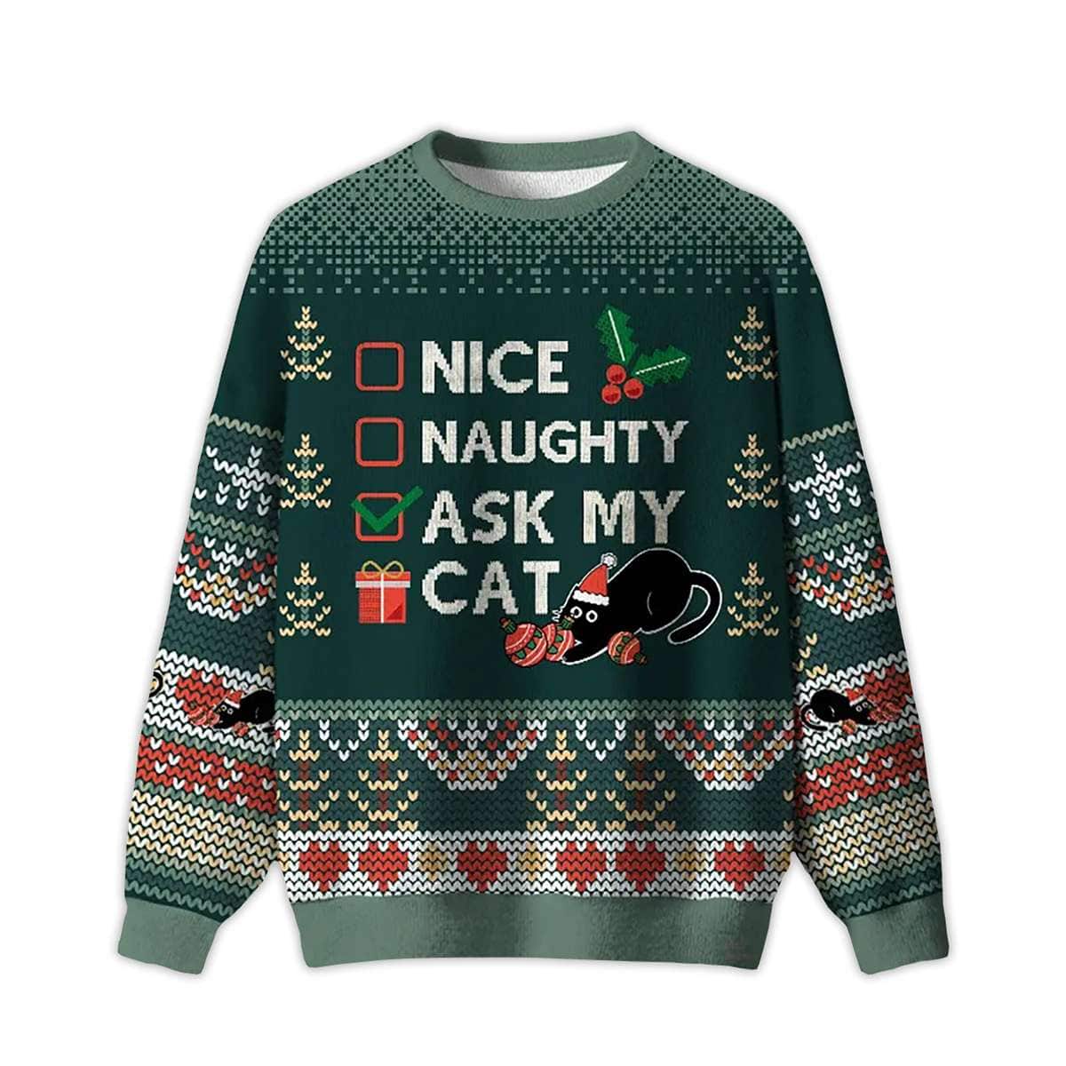 2025 The Cat's Christmas List Ugly Christmas Sweater