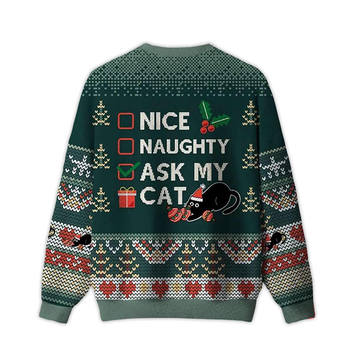 Alternative view of 2025 The Cat's Christmas List Ugly Christmas Sweater