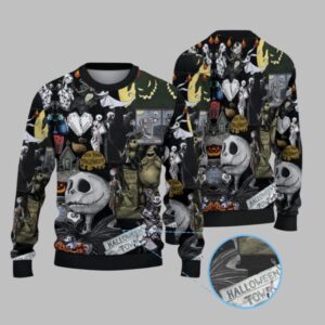 2025 The Nightmare Before Christmas Halloween Town Ugly Sweater - Grishko.com