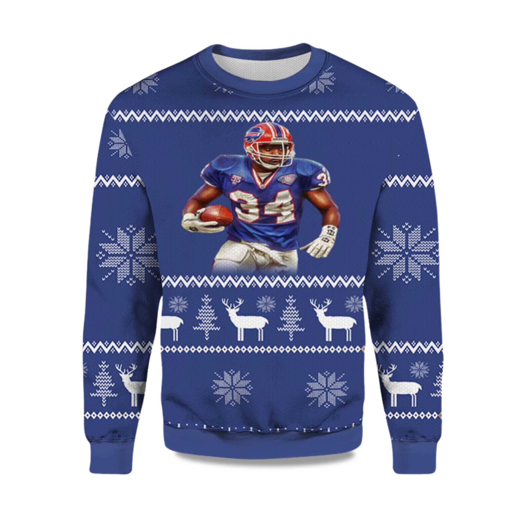2025 Thurman Thomas Bills Ugly Christmas Sweater