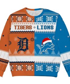 2025 Tigers x Lions It's The Most Wonderful Time Of The Year Christmas Ugly Sweater