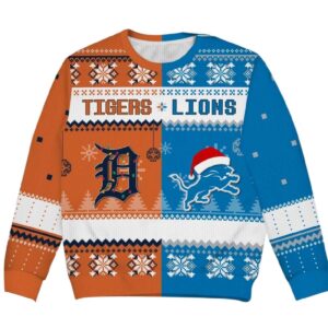 2025 Tigers x Lions It's The Most Wonderful Time Of The Year Christmas Ugly Sweater