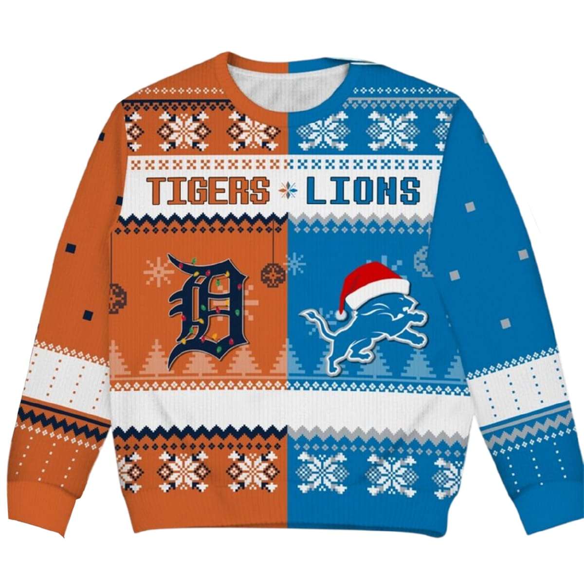 2025 Tigers x Lions It's The Most Wonderful Time Of The Year Christmas Ugly Sweater