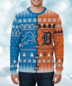 2025 Tigers x Lions Personalized Ugly Christmas Sweater