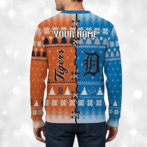 Alternative view of 2025 Tigers x Lions Personalized Ugly Christmas Sweater