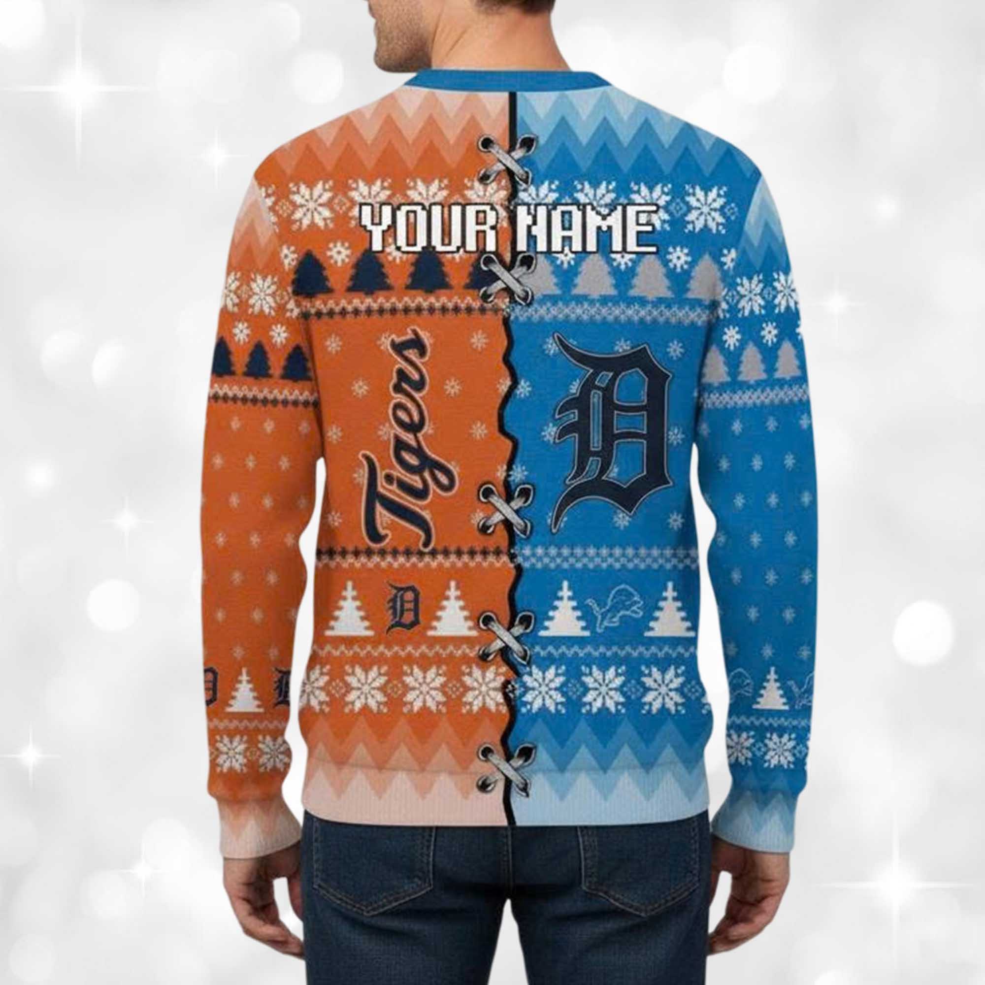 Alternative view of 2025 Tigers x Lions Personalized Ugly Christmas Sweater