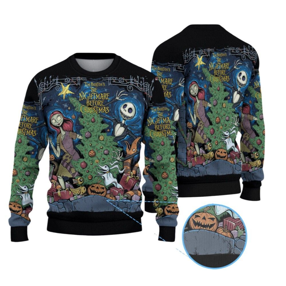 Alternative view of 2025 Tim Burton's The Nightmare Before Christmas Ugly Sweater - Grishko.com