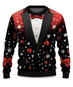 2025 Tree Snowflake Bow Tie Ugly Christmas Sweater