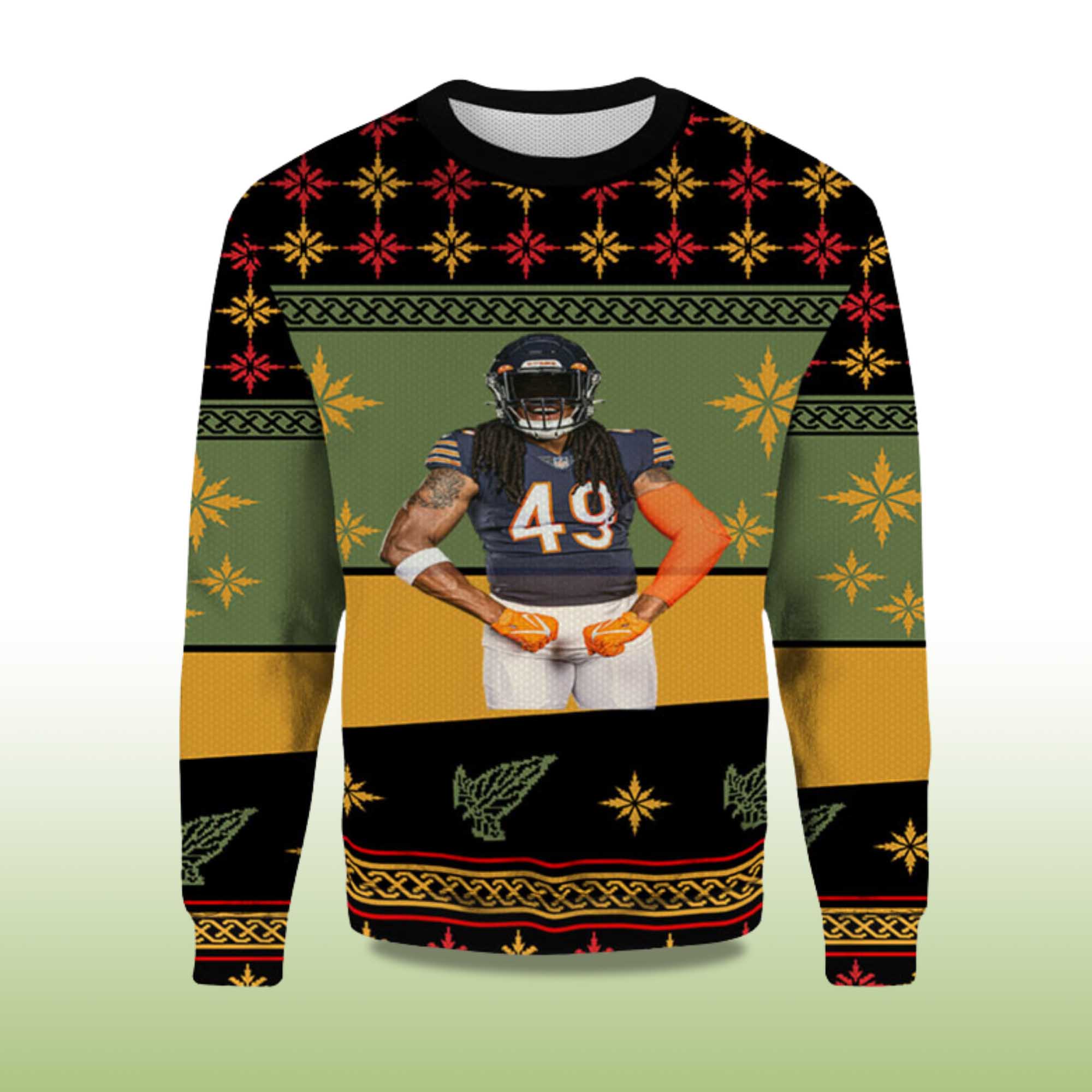 Alternative view of 2025 Tremaine Edmunds Chicago Bears Ugly Christmas Sweater