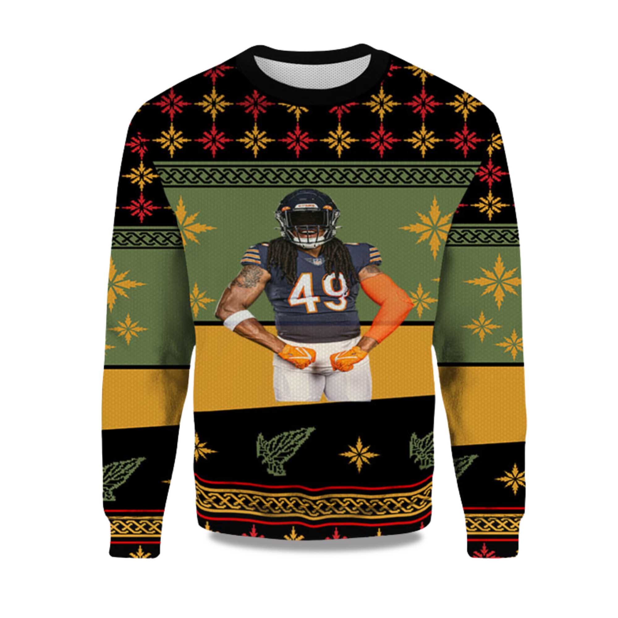 2025 Tremaine Edmunds Chicago Bears Ugly Christmas Sweater