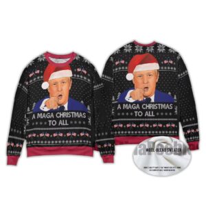 Alternative view of 2025 Trump A MAGA Christmas To All Ugly Christmas Sweater