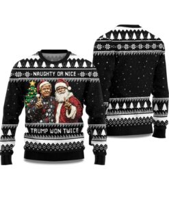 2025 Trump And Santa Ugly Christmas Sweater