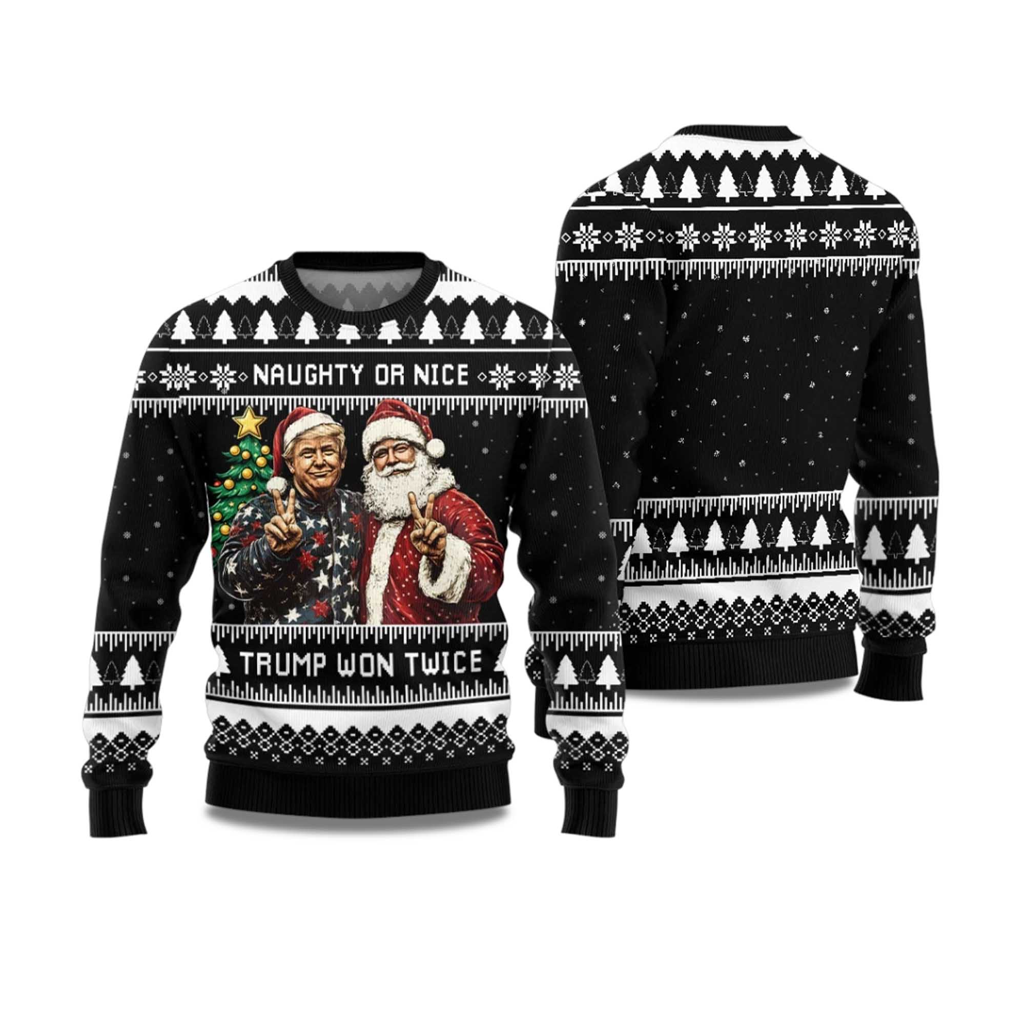 2025 Trump And Santa Ugly Christmas Sweater