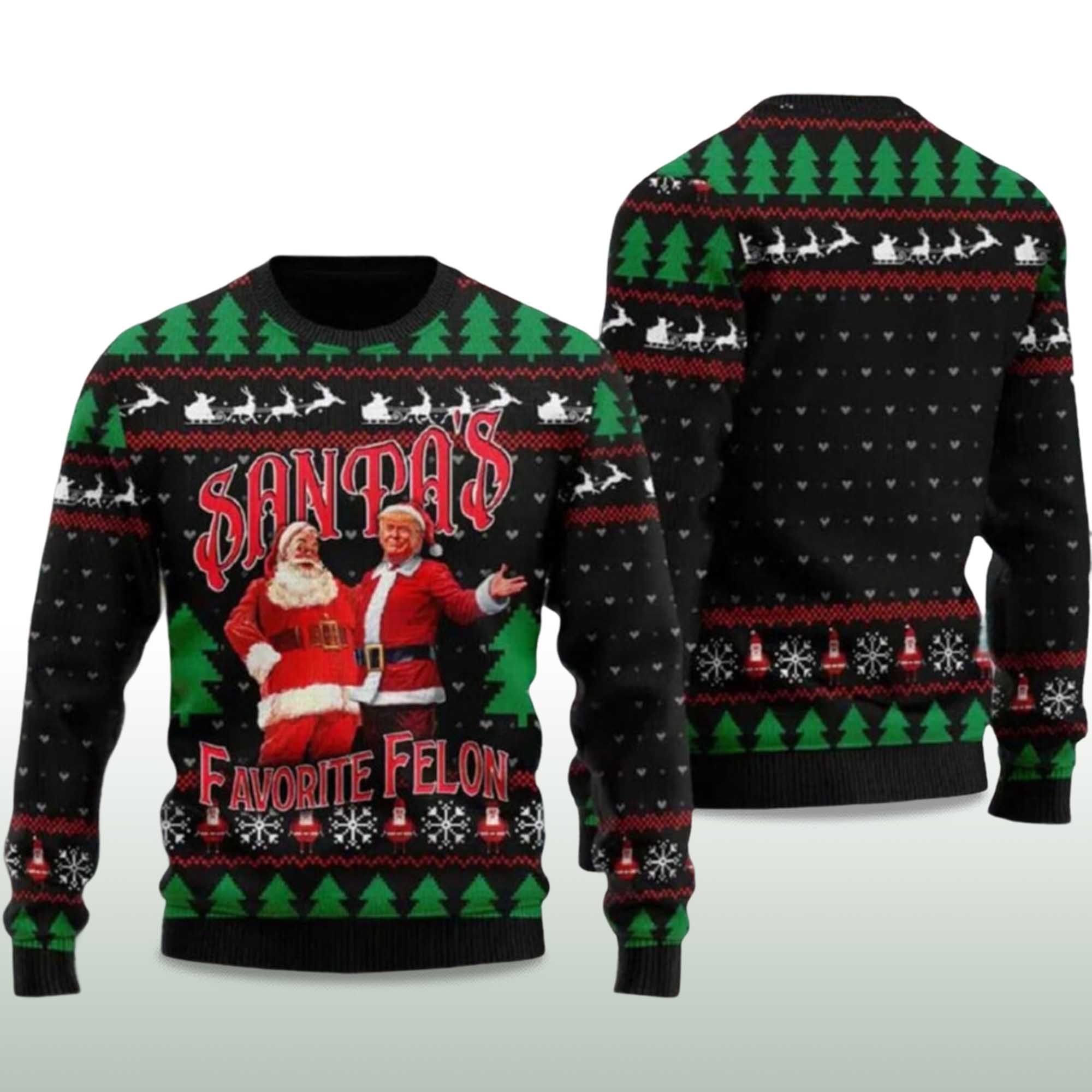 Alternative view of 2025 Trump Santaâ€™s Favorite Felon Ugly Christmas Sweater