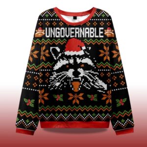 Alternative view of 2025 Ungovernable Racoon Ugly Christmas Sweater