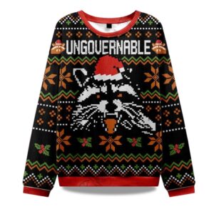 2025 Ungovernable Racoon Ugly Christmas Sweater