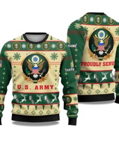 2025 US Army Proudly Served Veterans Ugly Christmas Sweater