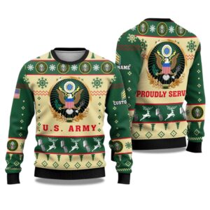 2025 US Army Proudly Served Veterans Ugly Christmas Sweater