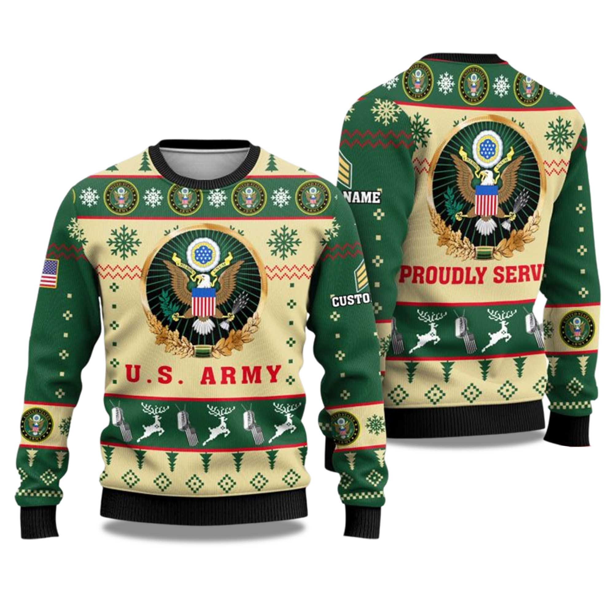 2025 US Army Proudly Served Veterans Ugly Christmas Sweater