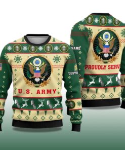 Alternative view of 2025 US Army Proudly Served Veterans Ugly Christmas Sweater