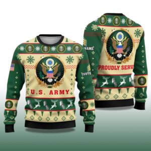 Alternative view of 2025 US Army Proudly Served Veterans Ugly Christmas Sweater