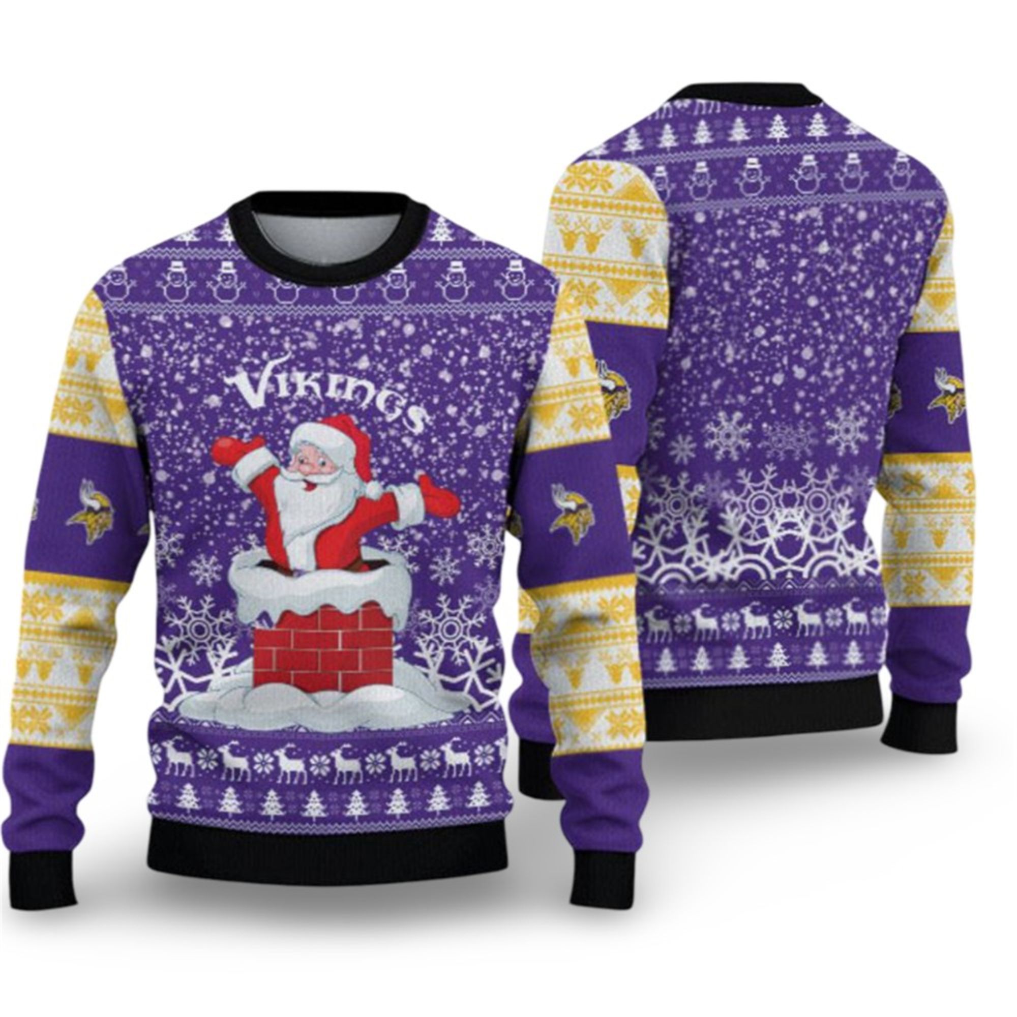 Alternative view of 2025 Vikings Funny Santa Ugly Christmas Sweater - Grishko.com