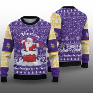 2025 Vikings Funny Santa Ugly Christmas Sweater - Grishko.com