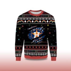 Alternative view of 2025 Vintage Houston Astros Logo Ugly Christmas Sweater