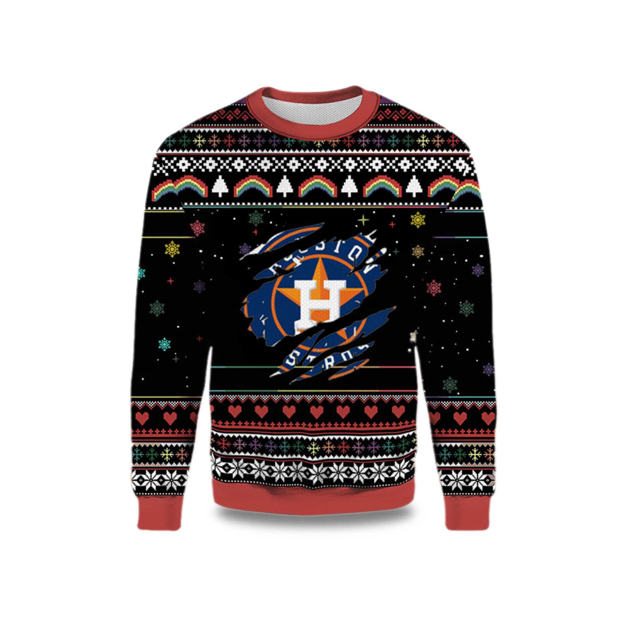 2025 Vintage Houston Astros Logo Ugly Christmas Sweater