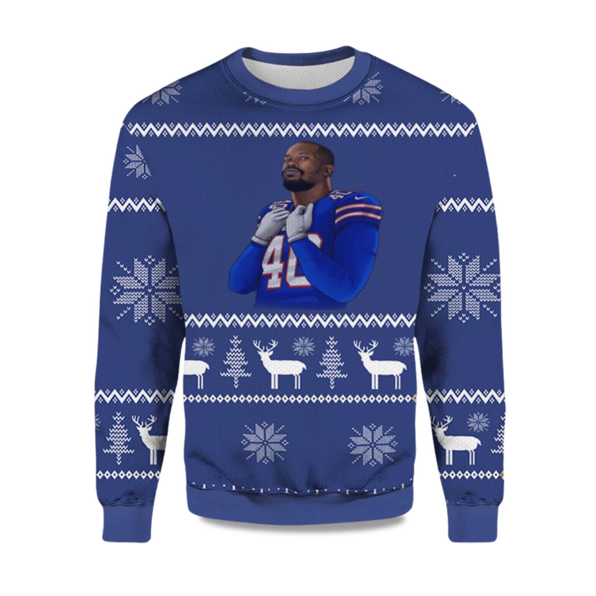 2025 Von Miller Bills Ugly Christmas Sweater