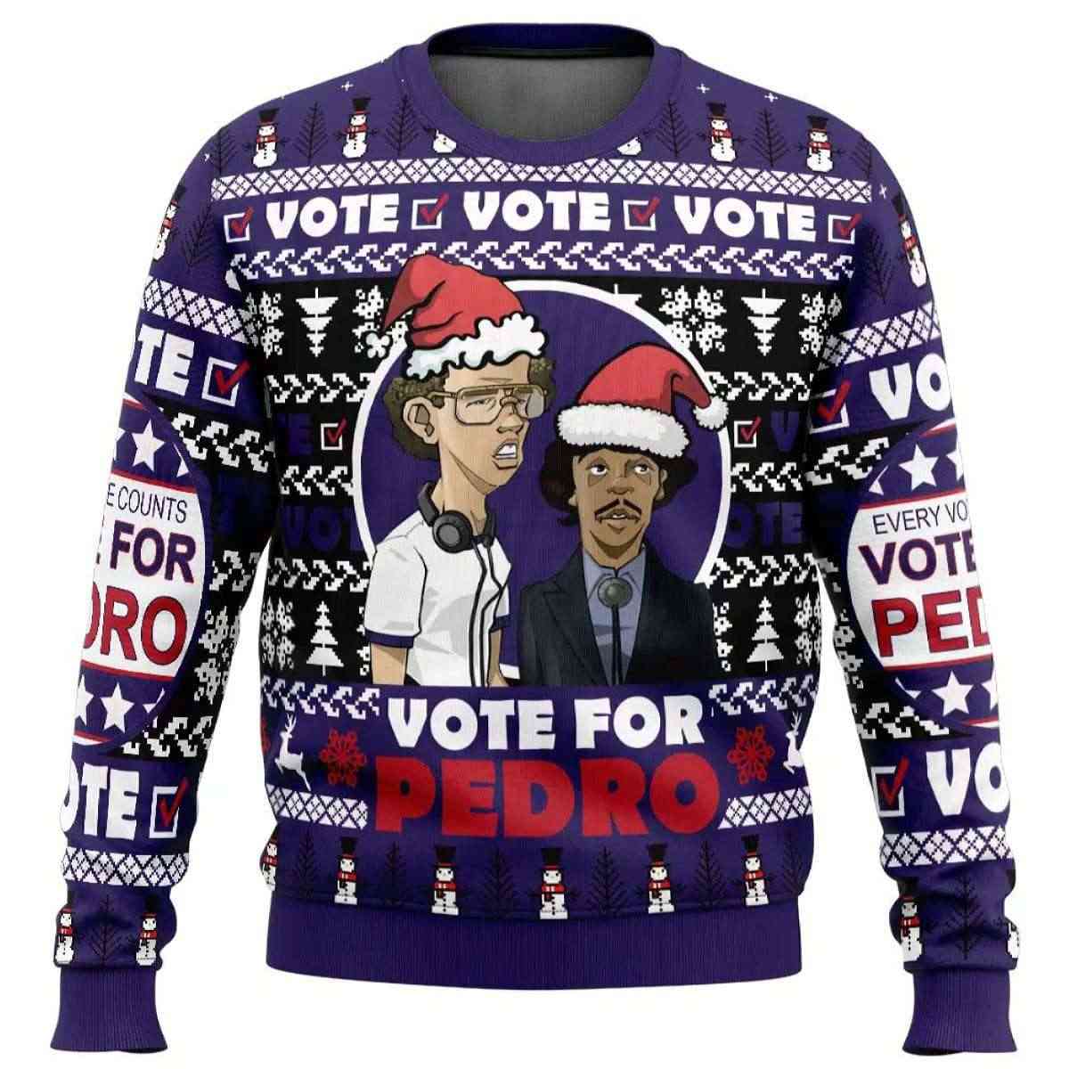 2025 Vote for Pedro Napoleon Dynamite Ugly Christmas Sweater