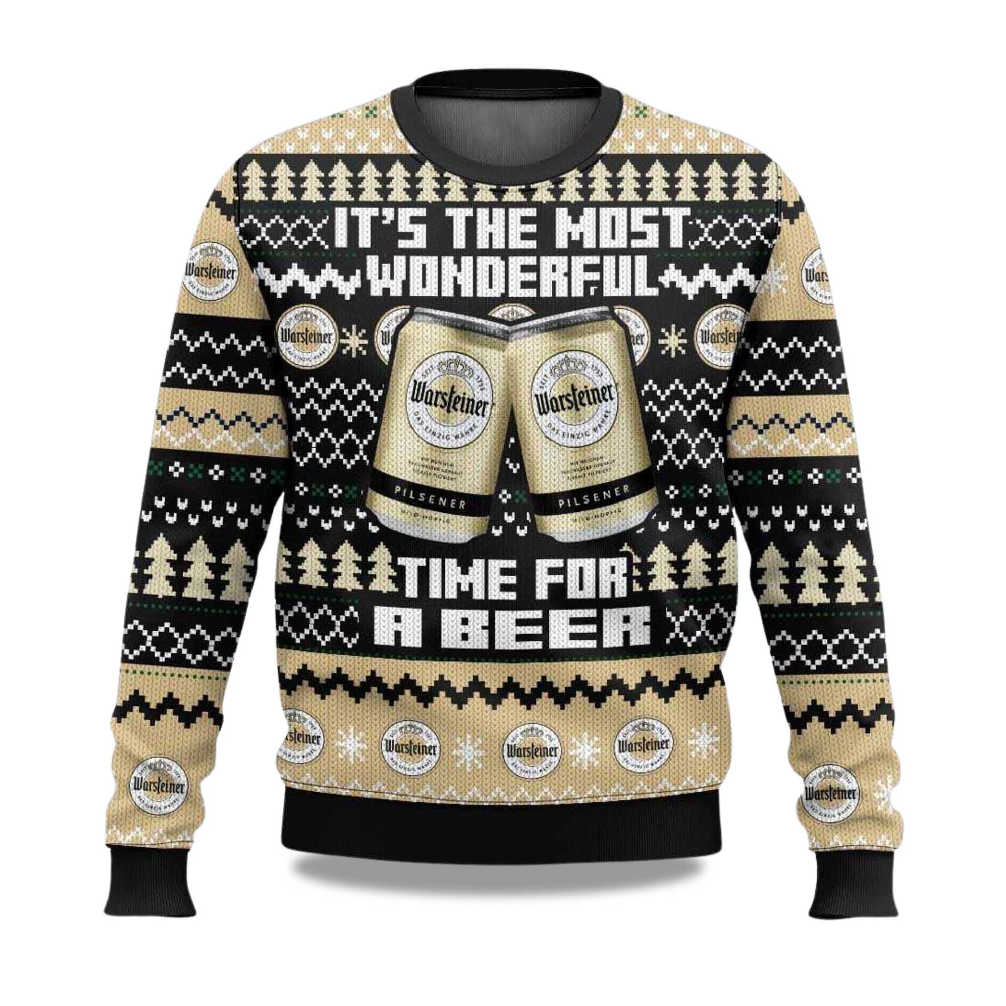 2025 Warsteiner Its The Most Wonderful Time For A Beer Christmas Ugly Sweater
