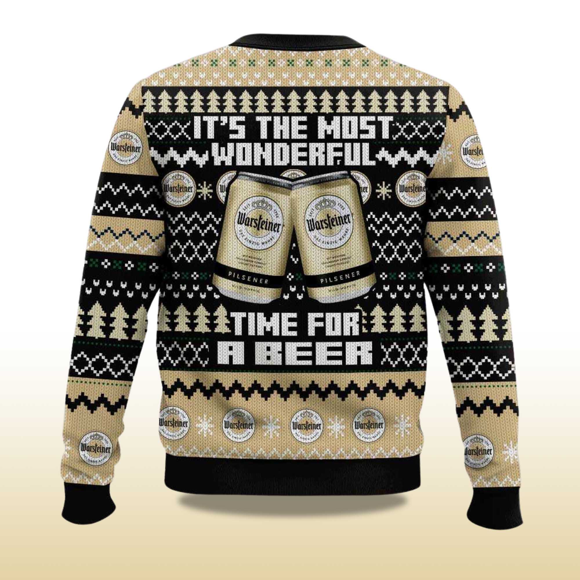 Alternative view of 2025 Warsteiner Its The Most Wonderful Time For A Beer Christmas Ugly Sweater