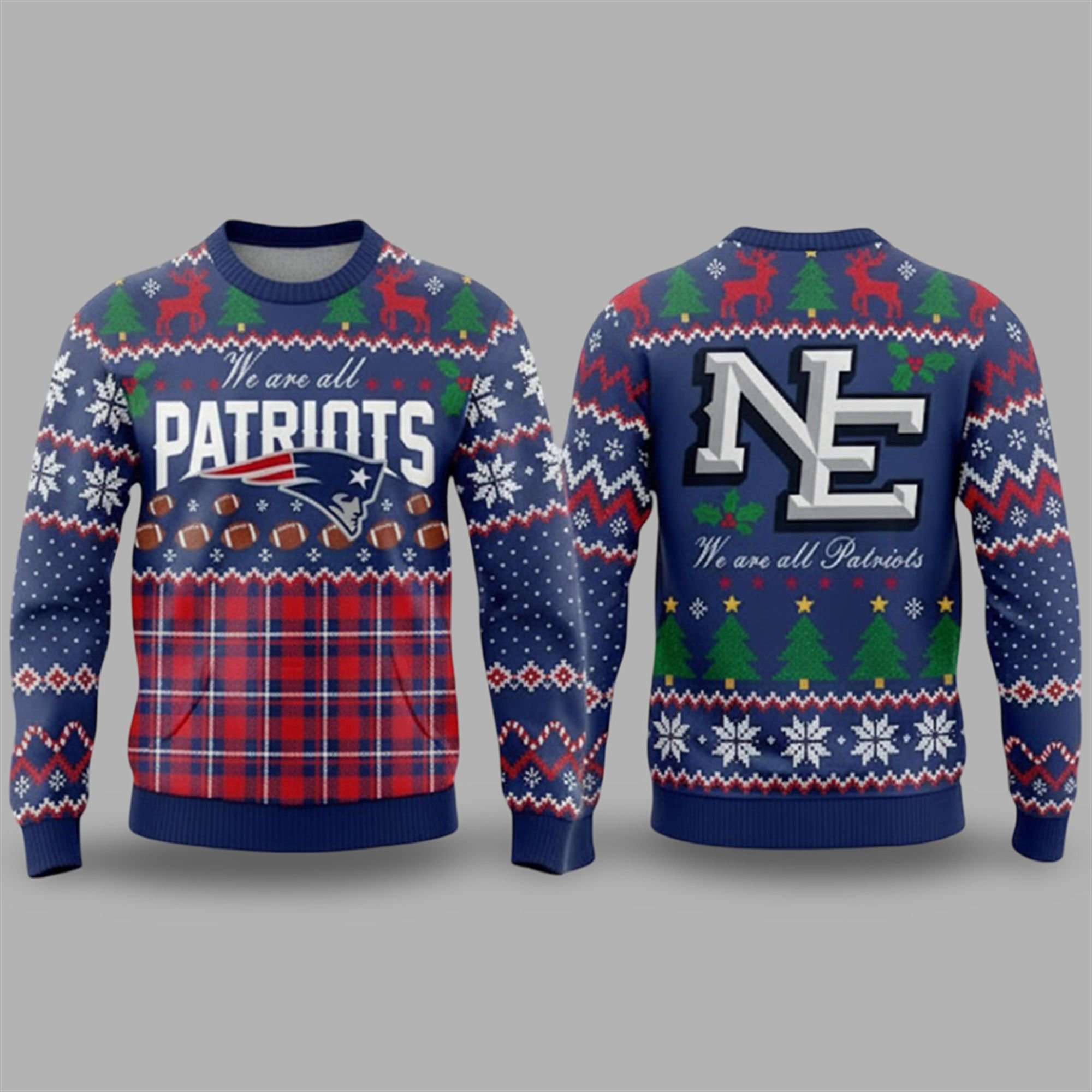 2025 We Are All Patriots Rivalry Nor Easter Ugly Christmas Sweater - Grishko.com