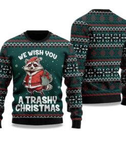 2025 We Wish You A Trashy Christmas Racoon ugly Christmas Sweater