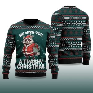 Alternative view of 2025 We Wish You A Trashy Christmas Racoon ugly Christmas Sweater
