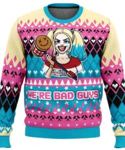 2025 We're Bad Guys Harley Quinn DC Comics Ugly Christmas Sweater