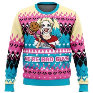 2025 We're Bad Guys Harley Quinn DC Comics Ugly Christmas Sweater