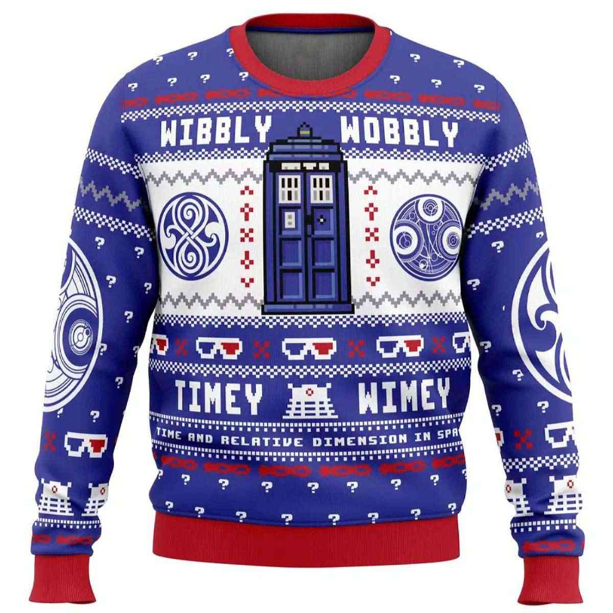 2025 Wibbly Wobbly Doctor Who Ugly Christmas Sweater