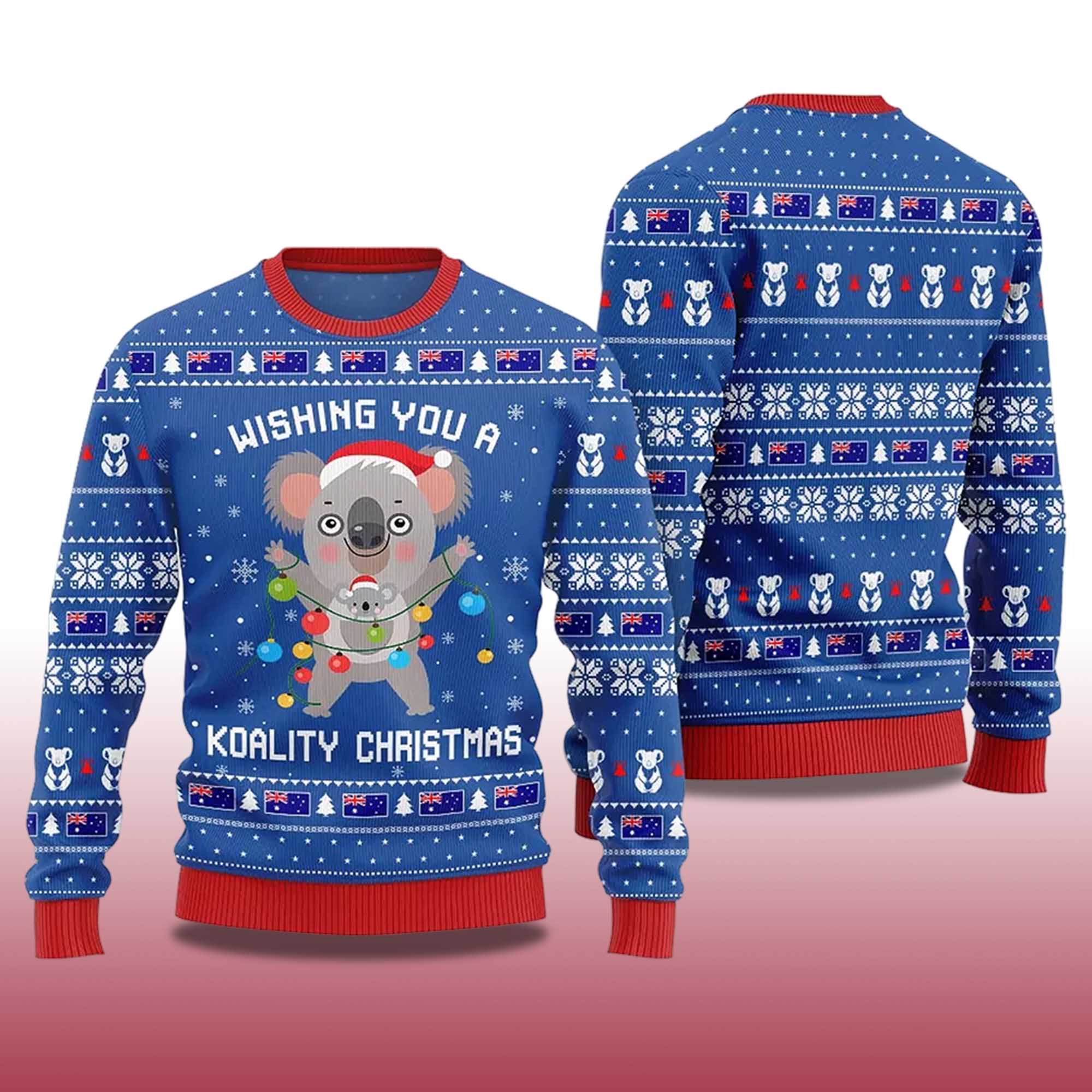 Alternative view of 2025 Wishing You a Koality Christmas Australia Ugly Christmas Sweater