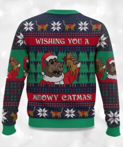 Alternative view of 2025 Wishing You A Meowy Catmas Ugly Christmas Sweater