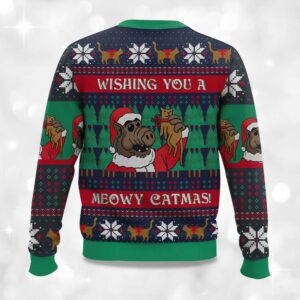 Alternative view of 2025 Wishing You A Meowy Catmas Ugly Christmas Sweater