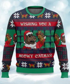 2025 Wishing You A Meowy Catmas Ugly Christmas Sweater